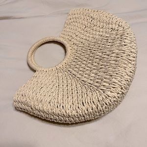 F21 Straw Structured Tote Bag